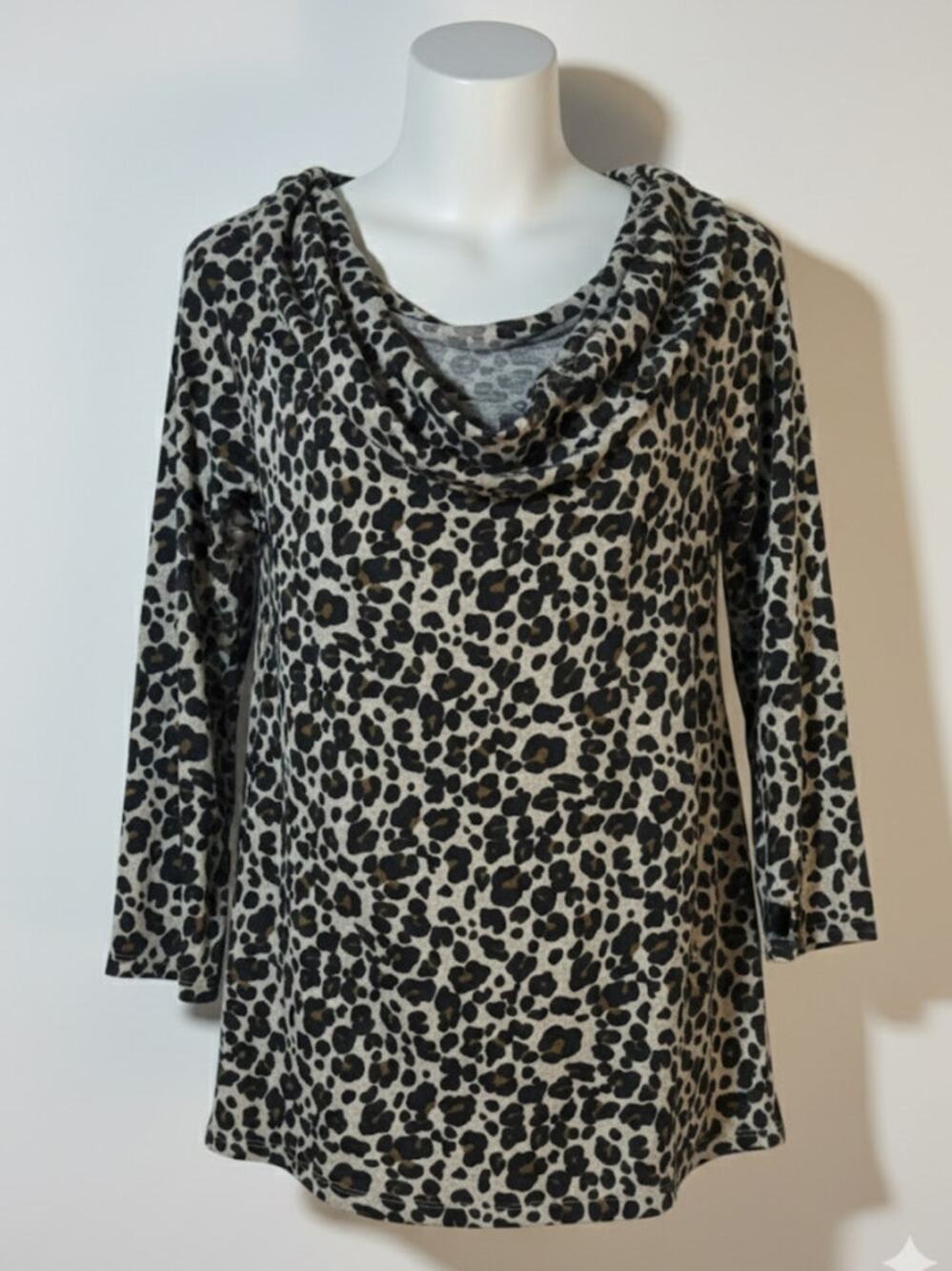LOFT · XL · Cowl Neck Top · Soft Knit Stretch · Leopard Print